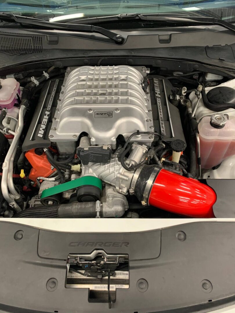The close view of auto car engine