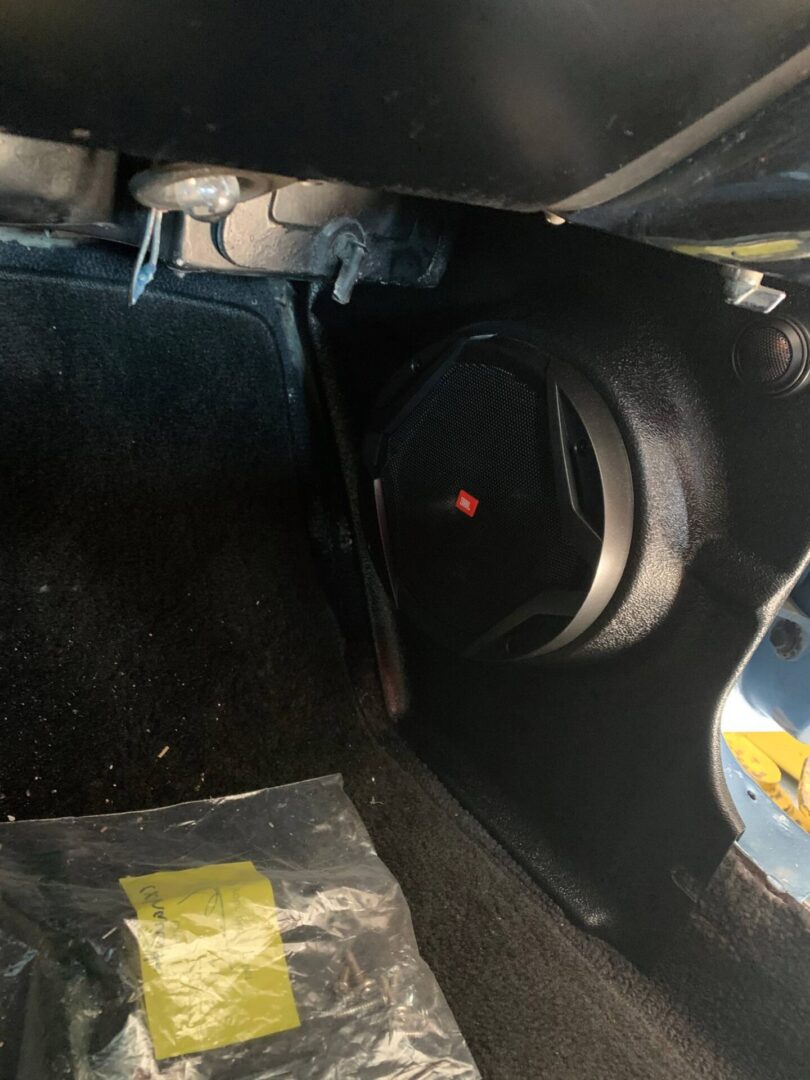 A single car stereo speaker at the shop