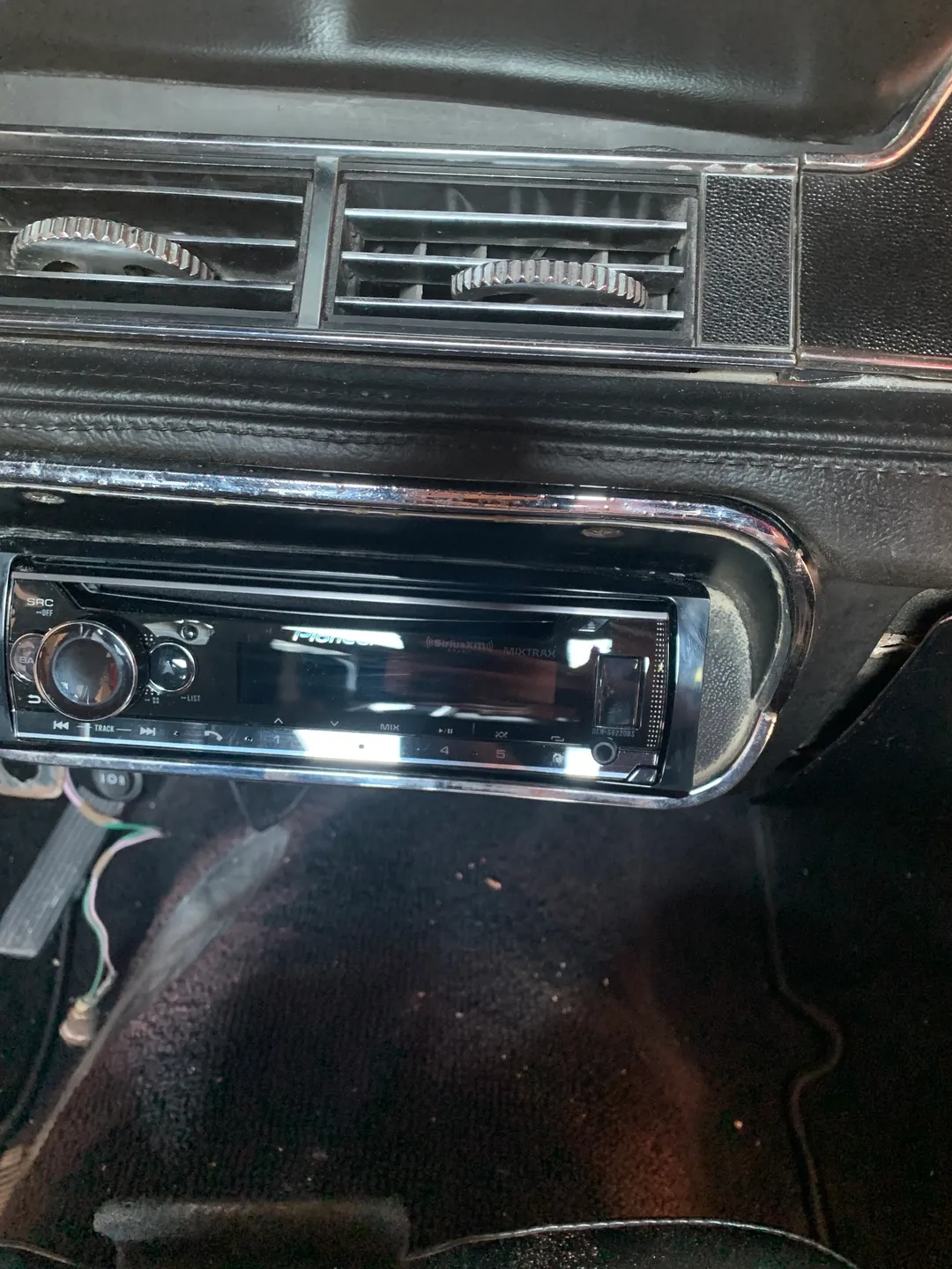 The stereo system of a vintage car