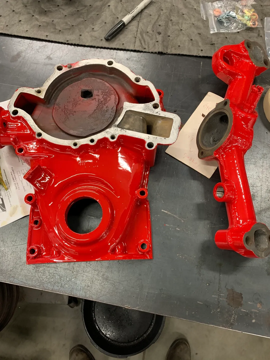 The red, open Custom fabricated auto parts