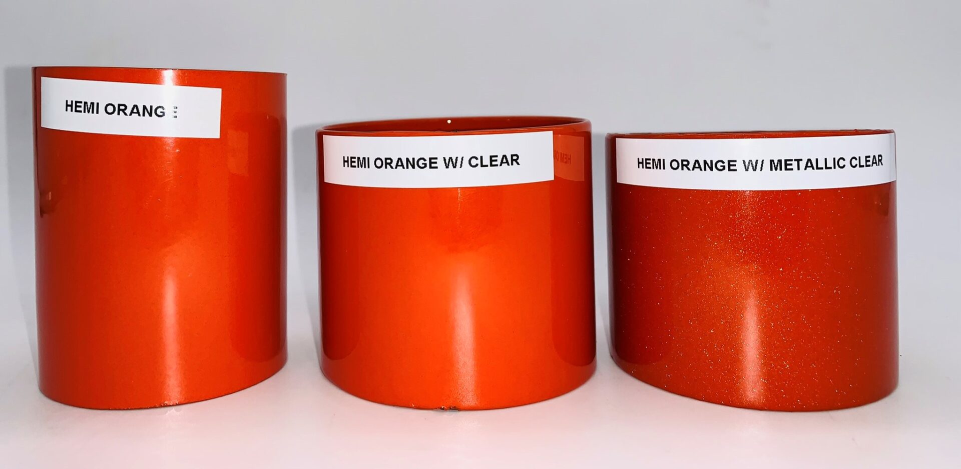 Hemi orange color with a metallic clear part
