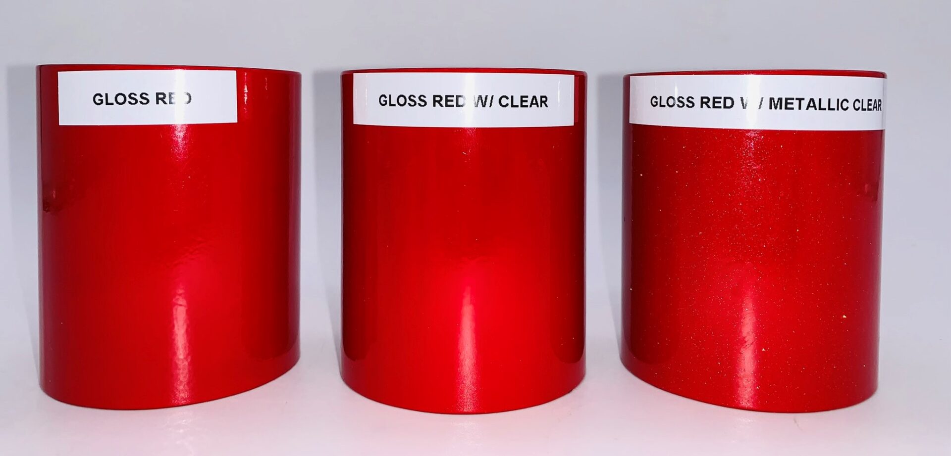 Three gloss red with metallic clear tubes