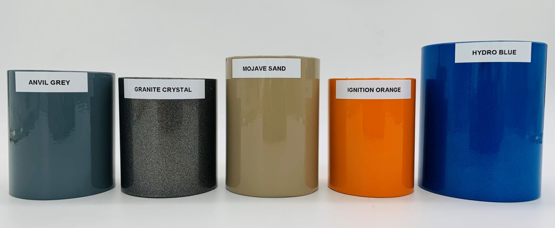 Five different anvil grey and granite crystal colors